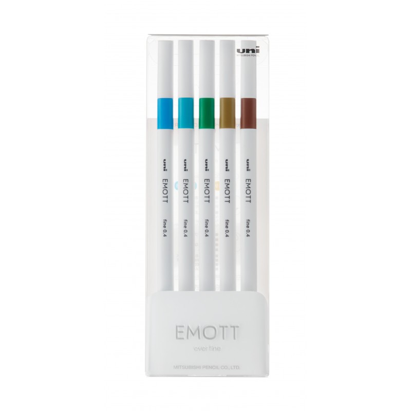 Fineliner UNI EMOTT PEM-SY, 0.4mm, NO.4, set 5 culori metalizate Fineliner UNI EMOTT PEM-SY, 0.4mm, NO.4, set 5 culori metalizate