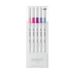 Fineliner UNI EMOTT PEM-SY, 0.4mm, NO.7, set 5 culori pastel