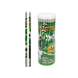 Creion grafit Starpak Football, HB, corp rotund verde cu model fotbal, cu guma de sters