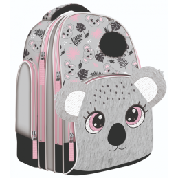 Ghiozdan St.Majewski Bambino Koala, 2 compartimente, 3 buzunare, gri cu roz, 657177
