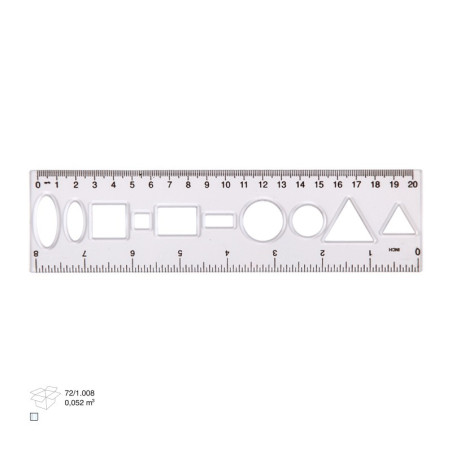 Rigla Ark 038, 20cm, plastic, cu sablon forme geometrice