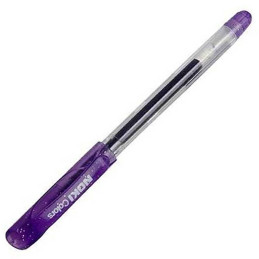 Pix cu gel Noki Colors SJP-170, cu capac, corp transparent, scris mov cu sclipici