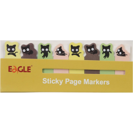 Notes adeziv index Eagle TYSN7387, 120 coli, 15x50mm, hartie, forma pisica, set 8 modele