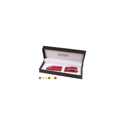 Set cadou stilou + pix Cresco Classic 830019 CL-07, corp metalic roz corai clips auriu
