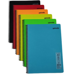 Caiet cu spirala A4 Mynote Flex Neon, 80 file, matematica, colturi rotunjite, coperta plastic, diverse culori, MFXNE-A480-K