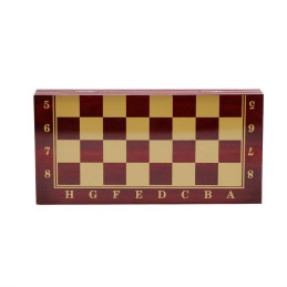 Joc 3in1 - Sah, Dame si Table - CNX, cutie lemn rosu, inchidere magnetica, 29x29cm, 3+ ani, 8326