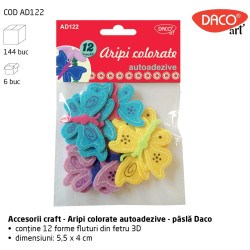 "Aripi colorate" Fluturasi 3D pasla autoadeziva - Accesorii Craft Daco Art AD122