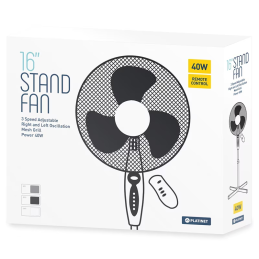 Ventilator 16 cu picior+telecomanda Platinet PSF16G, 40W, 3 viteze, stanga/dreapta, baza 50x50