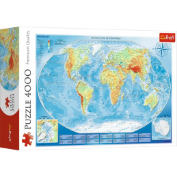 Puzzle carton 4000 piese Trefl Harta fizica a lumii, 45007, 16+ ani