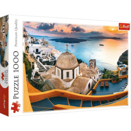 Puzzle carton 1000 piese Trefl Santorini top view, 10445, 12+ ani