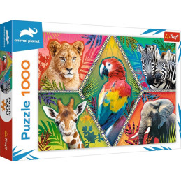 Puzzle carton 1000 piese Trefl Animal Planet - Animale de savana, 10671, 12+ ani