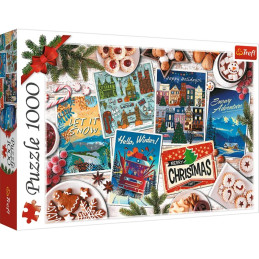 Puzzle carton 1000 piese Trefl Felicitari de Craciun, 10730, 12+ ani