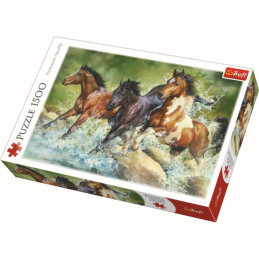 Puzzle carton 1500 piese Trefl Cai alergand in rau, 26148, 12+ ani