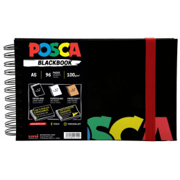 Sketchbook UNI Posca 1, A5, 96pag, cu spira, 3 tipuri de hartie (negru / alb / kraft) 100g/m2