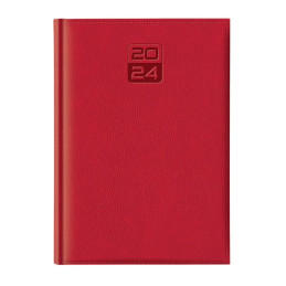 Agenda A5 datata Dakota EJ-1415, 336 pagini ivory, coperta buretata rosie, cu margini aurii