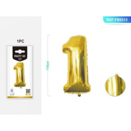 Baloane aniversare PartyGo cifra 1, 40cm, auriu, FB0012