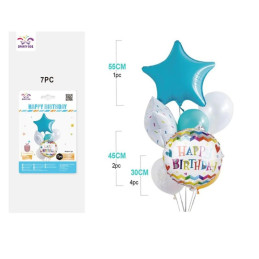 Ghirlanda din baloane PartyGo Stea, Happy Birthday, FD0261, set 6 buc