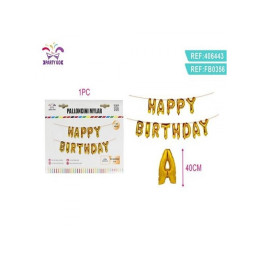 Baloane din folie PartyGo Happy Birthday, 40cm, auriu, FB0356, set 13 buc