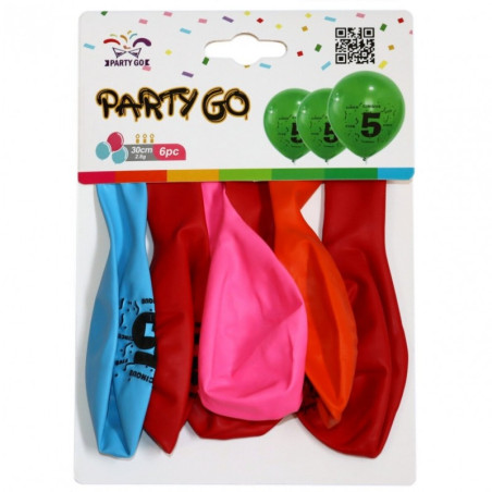 kidsmagicstore.ro|Baloane aniversare PartyGo cifra 5, 30cm, imprimate, diverse culori, FA0202, set 6 buc6,92 lei6,22 leiPartyGoBaloane8058617588024