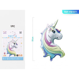 Balon din folie PartyGo Unicorn, 81cm, mix colorat, FB1577