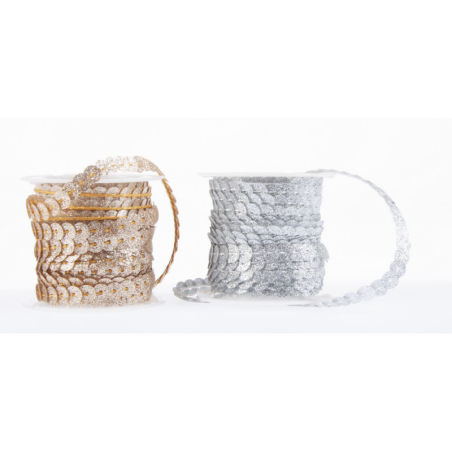 Banda decorativa, 4cm x 3m, paiete cu sclipici, rosu, argintiu, auriu, Craft with Fun, 463850