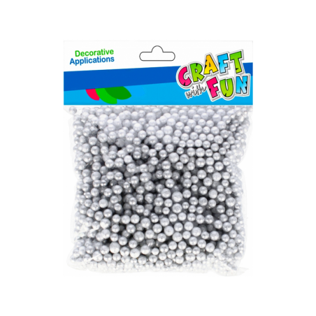Bile polistiren uni, 7mm, argintiu, Craft with Fun, 501465