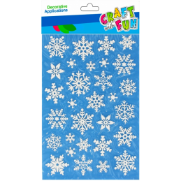 Abtibilduri - fulg de nea, pentru ferestre, set 30 buc, Craft with Fun, 521661