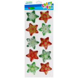 Abtibilduri - stelute Craciun, 40x40mm, pentru ferestre, set 10 buc, Craft with Fun, 521659