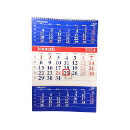 Calendar triptic de perete Unicart, A3, cu cursor, cu spira