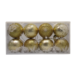 Globuri brad Craciun CNX B-2600, polistiren, auriu, 6cm, set 8 buc