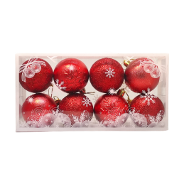 Globuri brad Craciun CNX B-2600, polistiren, rosu, 6cm, set 8 buc