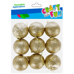 Globuri brad Craciun Craft with Fun 521634, auriu, 5cm, set 9 buc