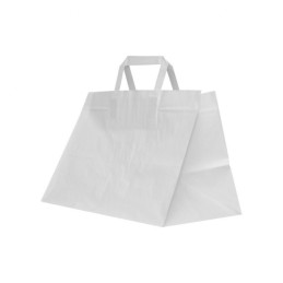 Punga hartie Papiroti 50907, 26X17X25cm, 70g/mp, alba, manere din banda hartie, pentru catering