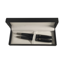 Set cadou stilou + pix Cresco Symphony 850005 SY-02, corp metalic negru clips argintiu