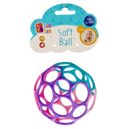 Jucarie bebelusi - minge moale, culori pastel - Bam Bam 515061, 3+ luni