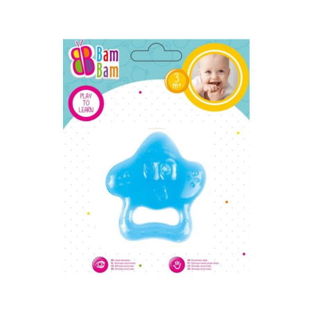 Jucarie inel dentitie cu gel, stea, BamBam Teether Star, 430922, +3 luni, refrigeranta