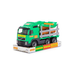 Camion forestier cu macara Wader Volvo FH12 58331, 45cm, include busteni, plastic, multicolor, 3+ ani