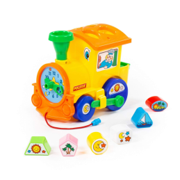 Sortator de forme Locomotiva Polesie Cavallino 6189, 22cm, 6 forme, plastic, multicolor, 3+ ani