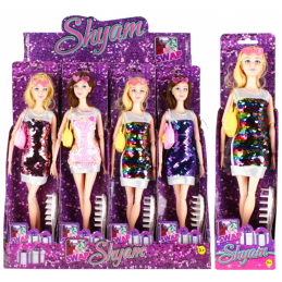 Jucarie papusa + accesorii (perie, geanta) MegaCreative Shyam, 29cm, 524670, 8x33x5cm, pvc, +3 ani