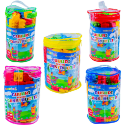 Jucarie set cuburi pentru constructie RT, 130 de piese, plastic, 16130