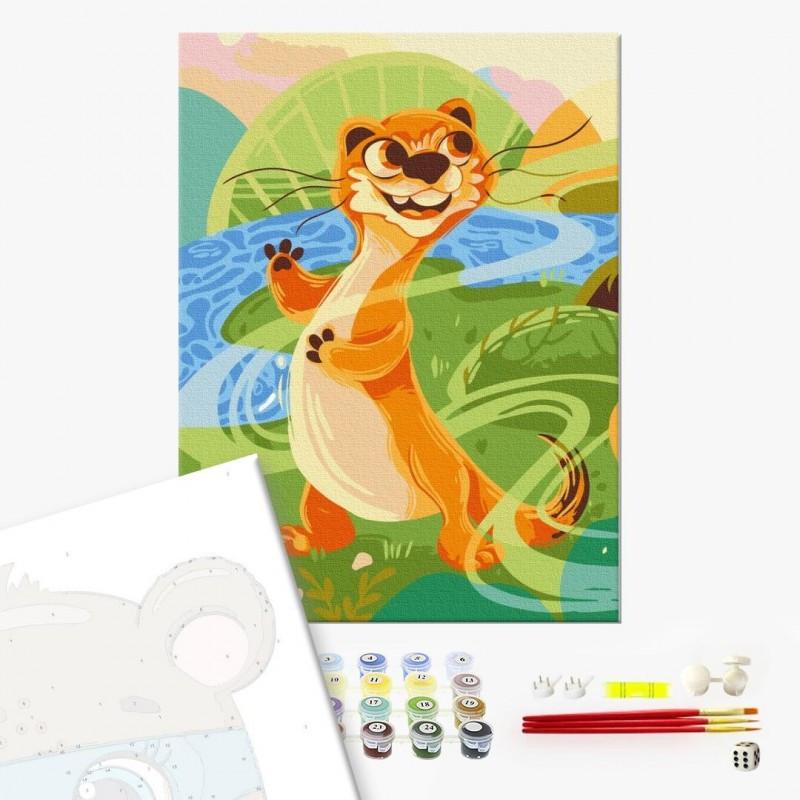 Set Pictura pe numere 30x40cm, Brushme - Suricata - panza, cadru de lemn, pensule, culori acrilice, KBS0145 Set Pictura pe numere 30x40cm, Brushme - Suricata - panza, cadru de lemn, pensule, culori acrilice, KBS0145