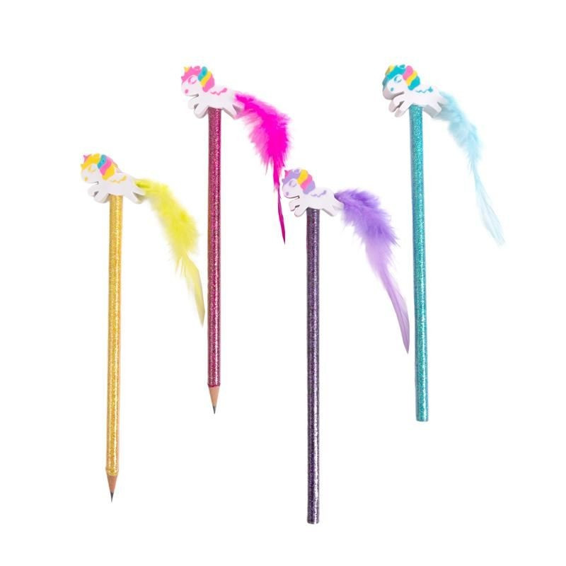 Creion grafit Trendhaus CH30592, HB, cu guma de sters unicorn, diverse culori Creion grafit Trendhaus CH30592, HB, cu guma de sters unicorn, diverse culori