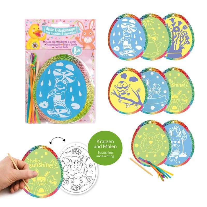 Notes razuibil in forma de oua Paste Trendhaus CH30665, set 8 buc, accesorii incluse, diverse modele Notes razuibil in forma de oua Paste Trendhaus CH30665, set 8 buc, accesorii incluse, diverse modele