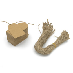 Etichete carton kraft cu sfoara, 40x75mm, set 100 buc