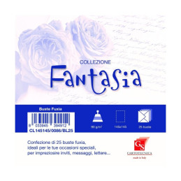 Plic color pentru invitatie Colorarte Fantasia, fuchsia, 90g/mp, 145x145mm, set 25 buc