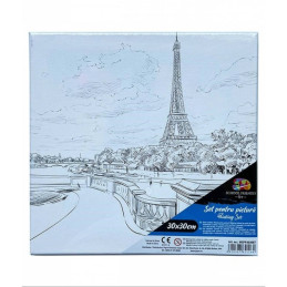 Set pictura pe panza imprimata 30x30cm, Pigna - Paris - acuarele, pensule, accesorii, PP303087