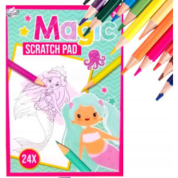 Set carti de colorat Magic Scratch Pad, 5 bucati, modele pentru fetite