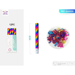 Tun confetti PartyGo, 50cm, curcubeu, GA0056