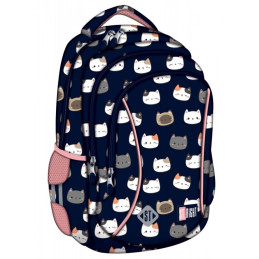 Ghiozdan St.Majewski St.Right Cuttie Kitties, 38cm, 3 compartimente, Navy Blue/Roz, BP71 / 664267