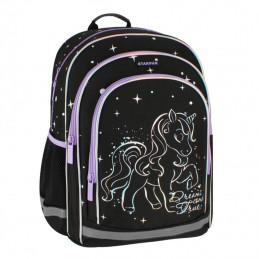 Ghiozdan Starpak Unicorn Holo, 39cm, 3 compartimente, negru, 527184